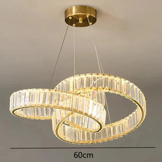 Ripple - Modern Round Gold Crystal Hanging Chandelier