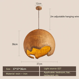 Norman  - Moon Round Wabi-Sabi Pendant Ceiling Light