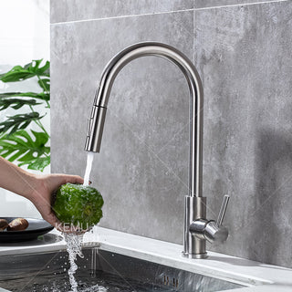 Teresia - Kitchen Brushed Gold Pull Out Modern Single Handle Mixer Tap