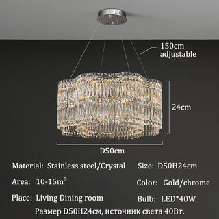 Luxe - Crystal Wave Design Adjustable LED Ceiling Chandelier