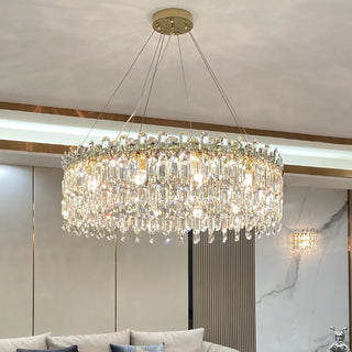 Kristy - Round Crystal Patterned Glass Chandelier