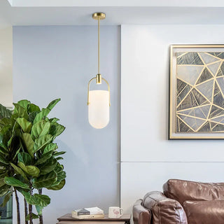 Laholm - Coloured Glass Gold Frame Hanging Pendant Ceiling Light