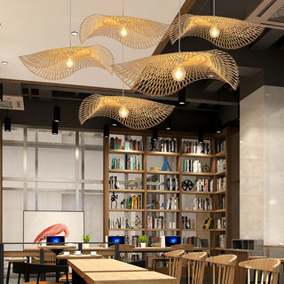 Fresno - Natural Abstract Handwoven Bamboo Hanging Pendant Ceiling Light