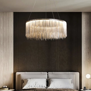 Brendy - Modern Hanging Tassel Round Silver Ceiling Chandelier