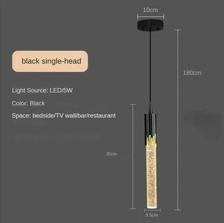 Selma - Modern Crystal Sparkle Pendant Tube Hanging Ceiling Light