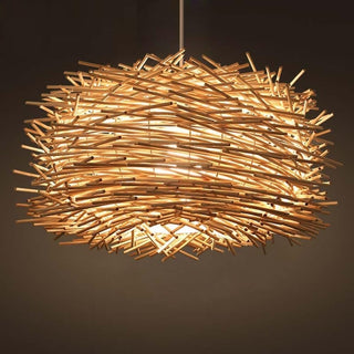Hebron - Japanese Rattan Style Woven Bamboo Chandelier Hanging Light