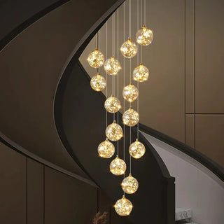 Ayra - Modern Gold Glass Hanging Round Cluster Chandelier
