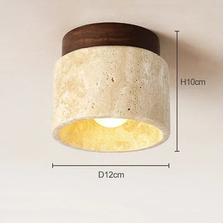 Emilio - Retro Black Stone Flush Mount Wood Ceiling Downlight