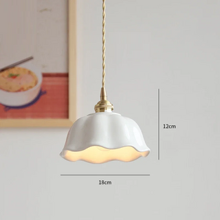 Visby - Ceramic White Hanging Patterned Shade Ceiling Pendant Light
