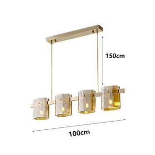 Francois- Hanging Multi Head Tinted Curved Glass Ceiling Light Chandelier
