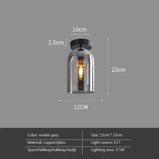 Mollendal - Globe Semi-Flush Mount Glass Ceiling Light with Midnight Black / Gold Fixture