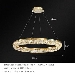 Lunaglow  - Elegant Crystal LED Ring Chandelier for Living & Dining Rooms