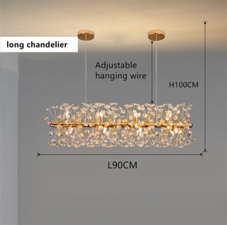 Orhan - Glass Dandelion Gold Frame Round Clear Crystal Ceiling Light Chandelier