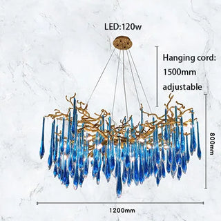 Mour - Tree Branch Hanging Multi Teardrop Chandelier