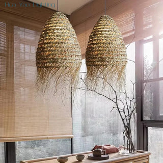 Laron - Wicker Rattan Pendant Round Ceiling Light