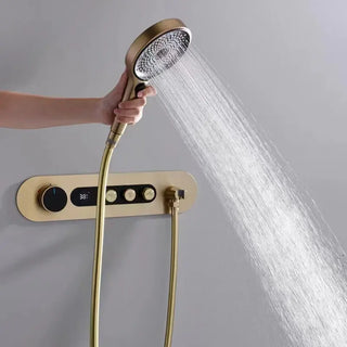Ophelie - Digital Brushed Gold Shower System with Temperature Display Rainfall Head