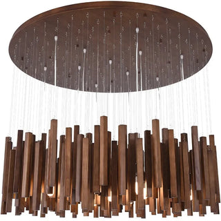 Regal - Modern Round Wood Stick Hanging Ceiling Light