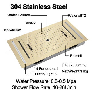 Carmela - Modern Ceiling Waterfall 16 Inch Head LED Multi Function with Handheld Mini Sprayer