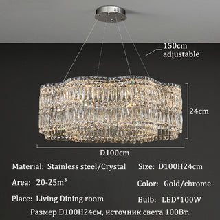 Luxe - Crystal Wave Design Adjustable LED Ceiling Chandelier