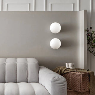 Dion - Minimalistic Circular Glass Gold White Milk Shade Wall Light