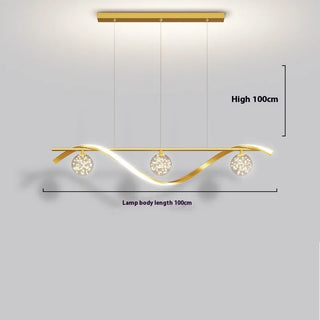 Meera - Modern Gold Wave Multi Ball Cord Ceiling Light Chandelier
