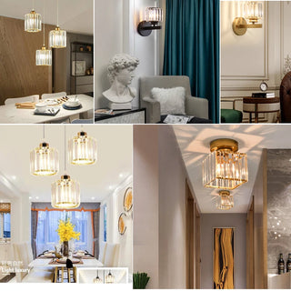 Calra - Patterned Glass K9 Crystal Hanging LED Pendant Lights