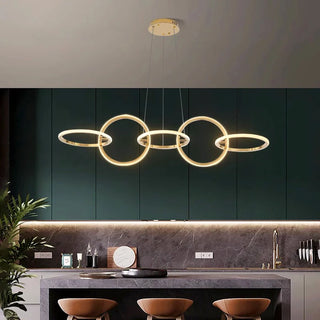 Enes - Modern Hanging Multi Gold Ring Round Chandelier