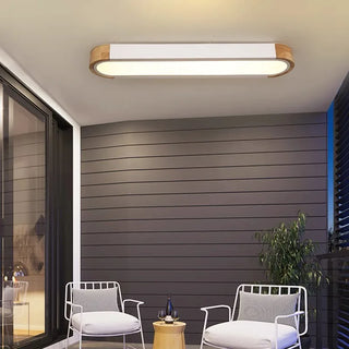 Fiqi - Modern Multicolour Rectangle Nordic Wood Flush Mount Ceiling Light