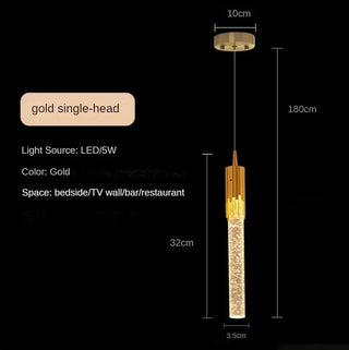 Selma - Modern Crystal Sparkle Pendant Tube Hanging Ceiling Light