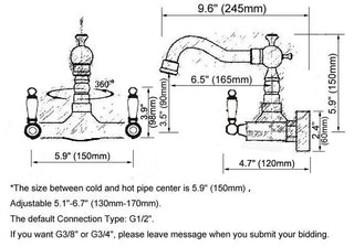Dore - Ceramic Dual Handle Wall Mixer Kitchen Tap
