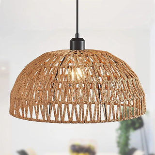 George- Rattan Hemp Rope Woven Hanging Dome Pendant Ceiling Light
