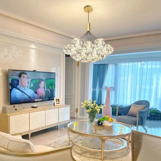 Bella - Clear Glass Multi Bubble Ball Gold Ceiling Light Chandelier