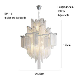 Maya - Modern Round Tiered Tassel Chain Ceiling Light Chandelier