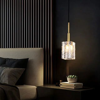 Carden - Luxury Crystal Single Head Long Line Gold Glass Hanging Pendant Ceiling Light