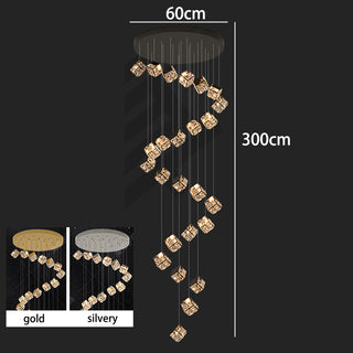 Abby - Crystal Square Box Gold Ceiling Chandelier