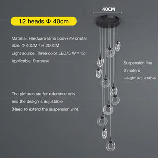 Hoffman - Modern Gold Glass Hanging Round Cluster Chandelier