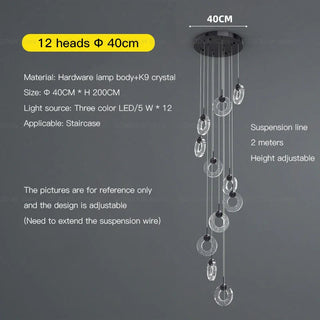 Hoffman - Modern Gold Glass Hanging Round Cluster Chandelier - 10 Heads / D40X200CM - Chandeliers - Hominator