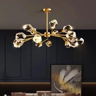 Alvita - Round Gold Crystal Hanging Ceiling Chandelier