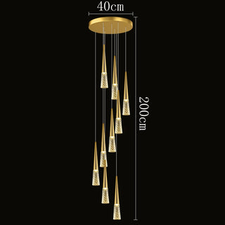 Barista - Round Spiral Gold Teardrop Multi Head Hanging Ceiling Chandelier