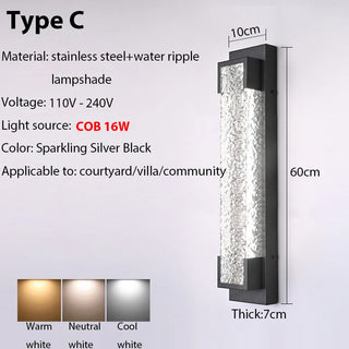 Cole - Modern Stainless Steel LED Patterned Glass Wall Light