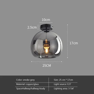 Mollendal - Globe Semi-Flush Mount Glass Ceiling Light with Midnight Black / Gold Fixture