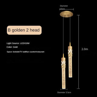 Selma - Modern Crystal Sparkle Pendant Tube Hanging Ceiling Light