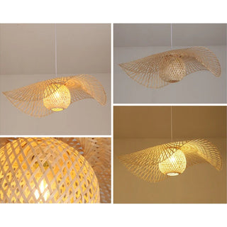 Fresno - Natural Abstract Handwoven Bamboo Hanging Pendant Ceiling Light