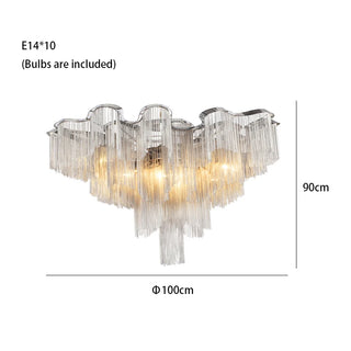 Maya - Modern Round Tiered Tassel Chain Ceiling Light Chandelier