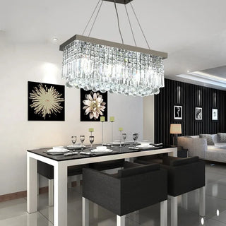 Greta - Rectangular Modern Glass Crystal Ceiling Chandelier