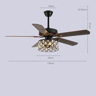 Vissarion - Wooden Blade Crystal Light Ceiling Fan