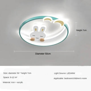 Jayceon - Round Bunny with Cloud Children's Room Ceiling Light