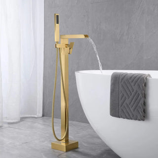 Amarante - Floor Standing Modern Bathtub Waterfall Filler Tap with Hand Shower