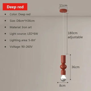 Caterpillar - Minimalist Abstract Coloured Tube Glass Adjustable Hanging Ceiling Light