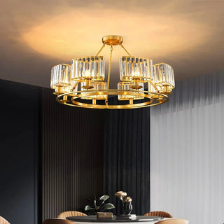 Hazel - Gold Crystal Round Hanging Chandelier